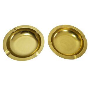 Tablecraft Products Gold Metal Ashtray Lot Set Of 2 - New
